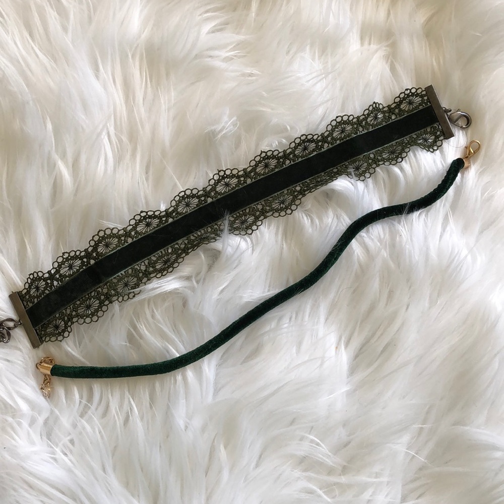 Green Velvet and Lace Chokers (2)